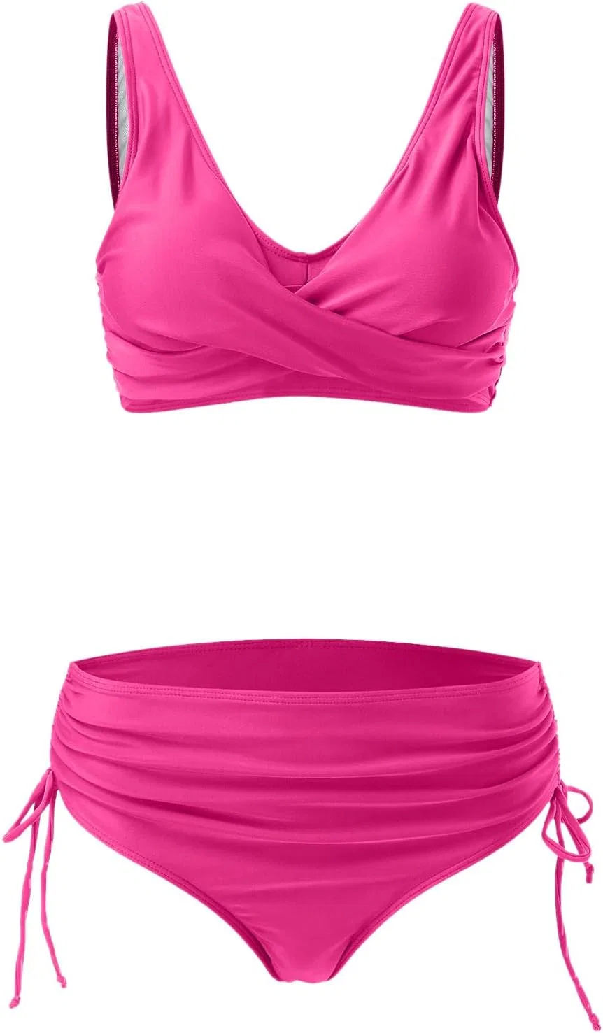 Женский бикини-комплект с завязками на спине, Hot Pink — фото 4