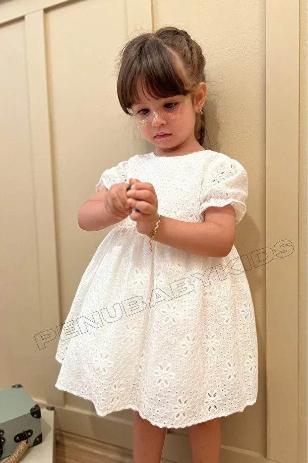 Детское платье для девочек с коротким рукавом diana Penu Baby Kids, White — фото 2