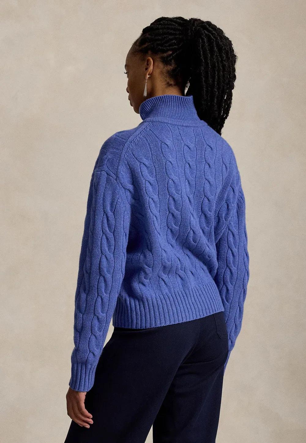 Свитер-Поло из шерсти и кашемира крупной вязки Polo Ralph Lauren, Dockside Blue Heather — фото 3