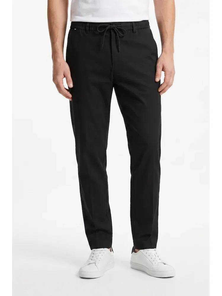 Брюки чинос Modern Fit из смеси льна BOSS, Black