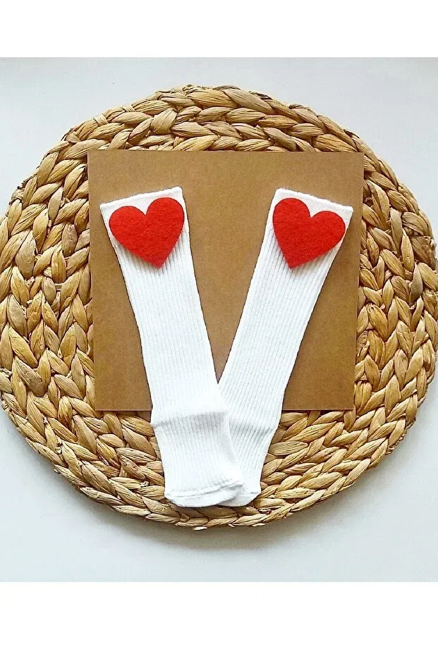 Детские носки для девочек с принтом Heart Asa Bebek Çocuk, Broken White Red Heart