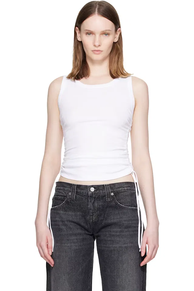 Белый драпированный топ Jersey Balmain