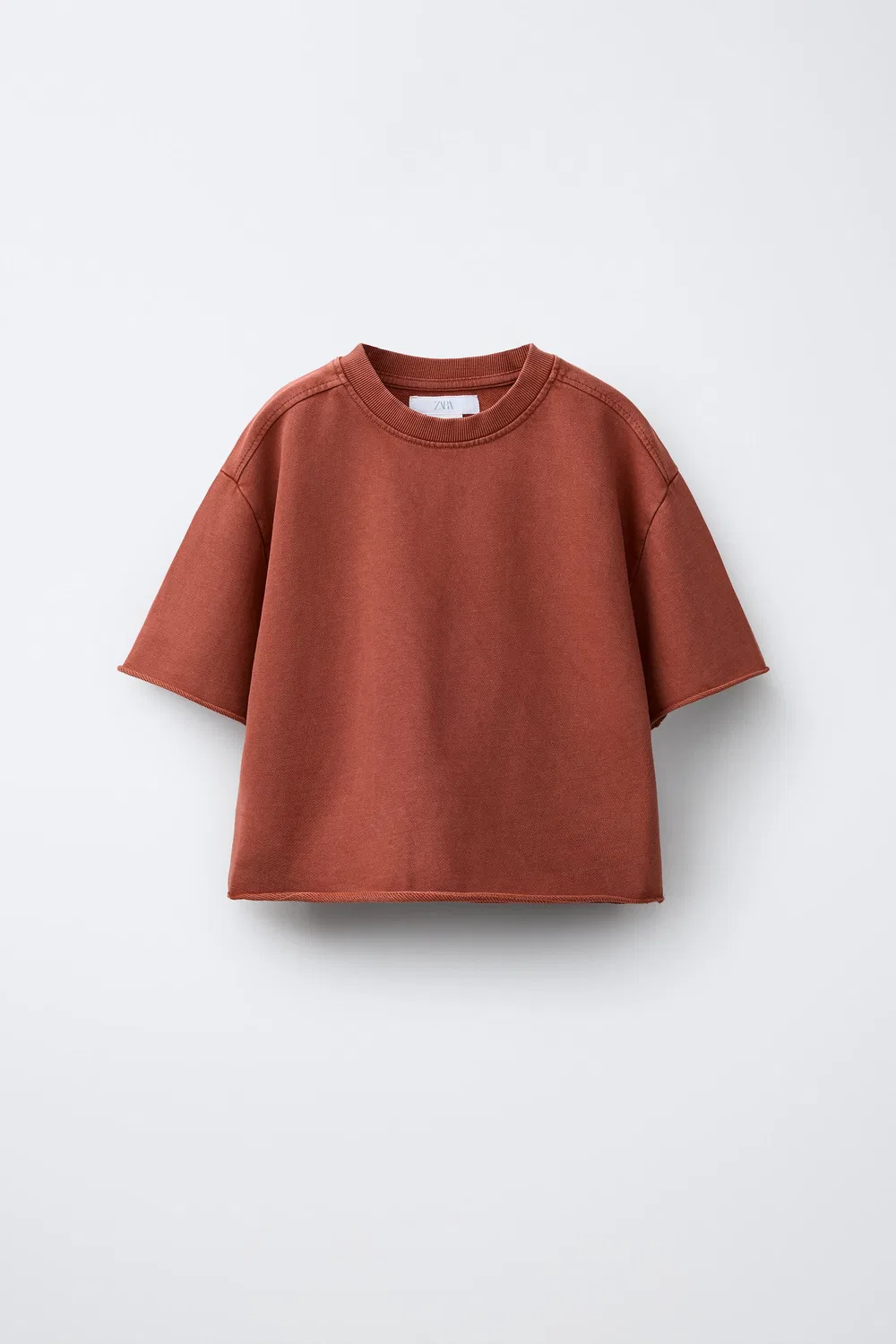 Спортивная футболка с эффектом выцветания ZARA, Brown/Taupe