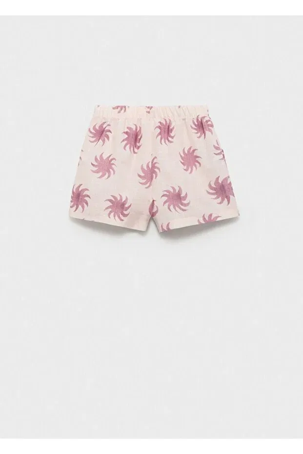 Детские шорты для девочек с цветочным принтом Mango Kids, Pink — фото 3