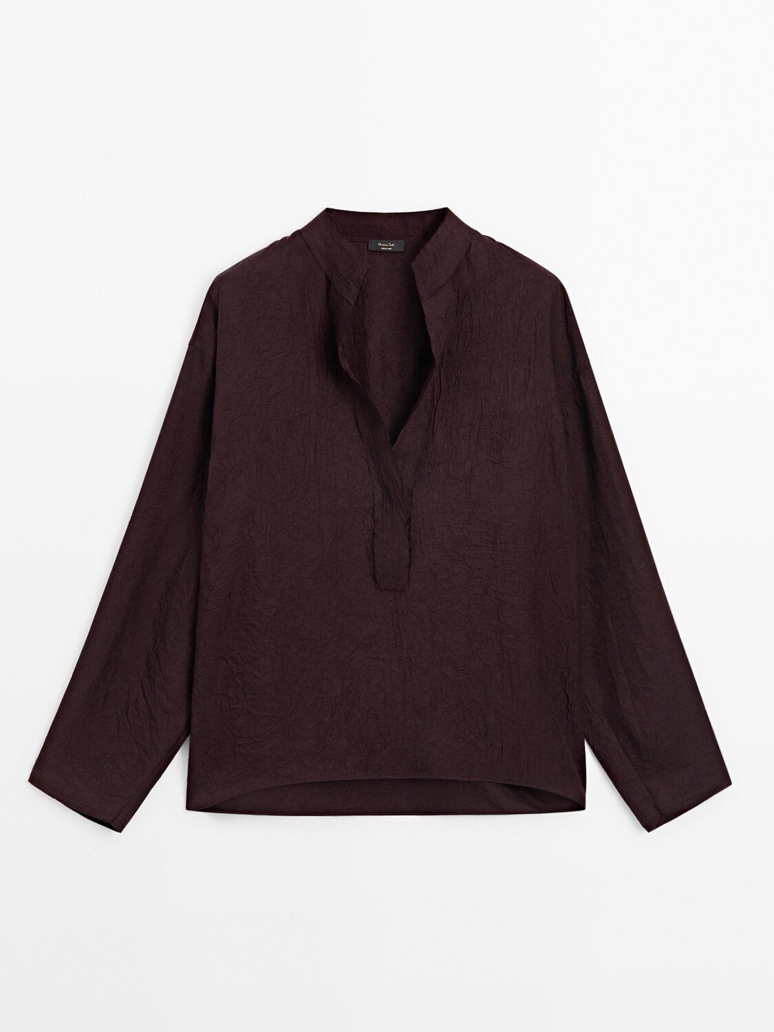 

Рубашка с воротником-стойкой и вырезом Massimo Dutti, бургундия, Красный, Рубашка с воротником-стойкой и вырезом Massimo Dutti, бургундия