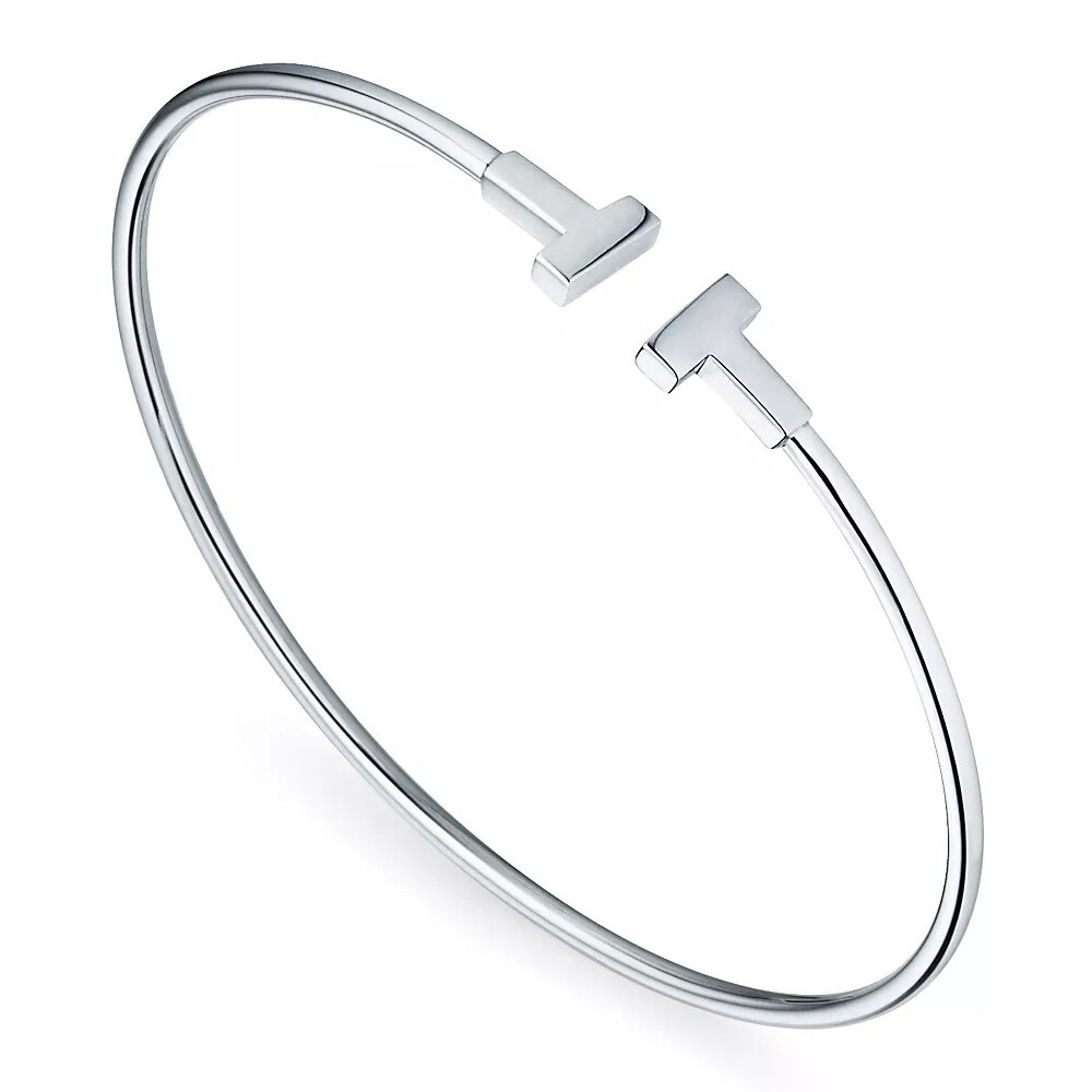 Браслет Tiffany & Co Tiffany T Narrow Wire, белое золото — фото 2