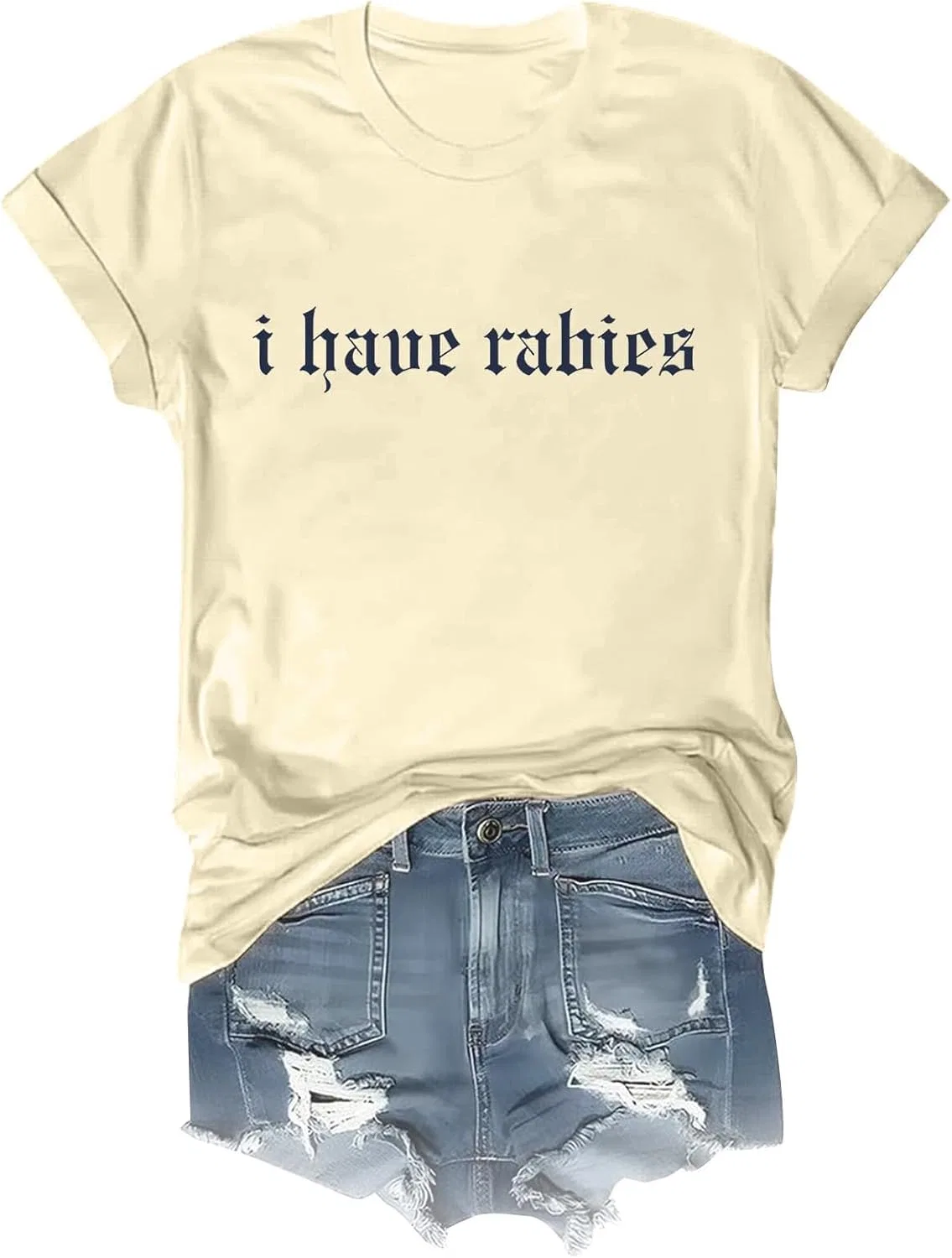 Футболка оверсайз с принтом I Have Rabies, Beige