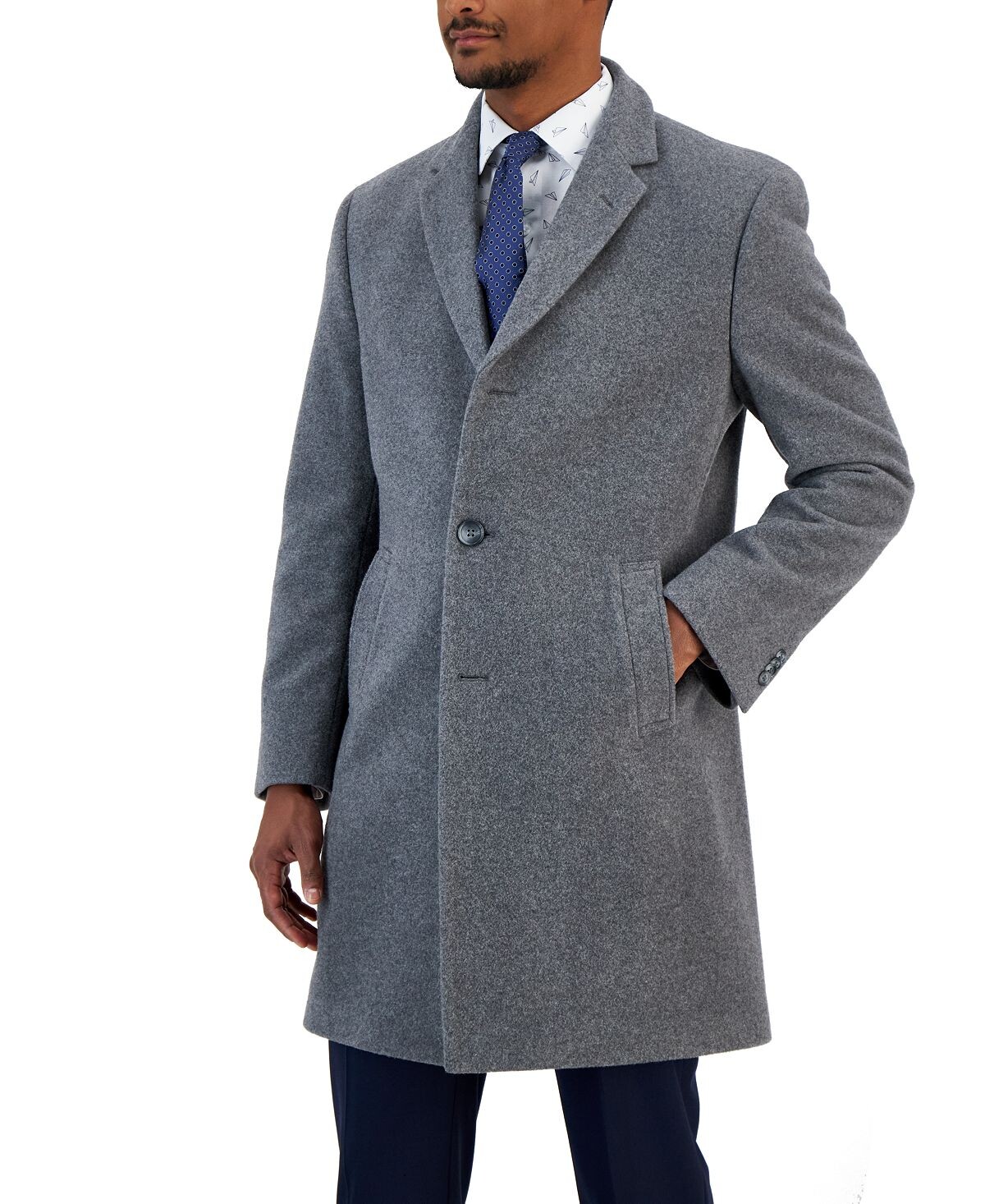 

Мужское однотонное пальто barge classic fit из смеси шерсти и кашемира Nautica, серый