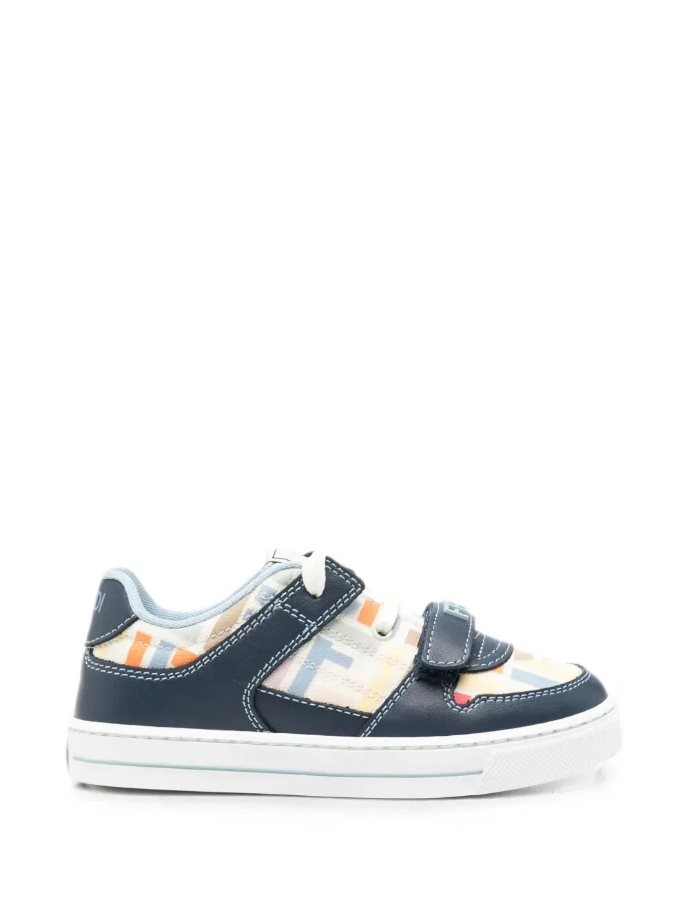 Кроссовки с монограммным принтом на липучке Fendi Kids, синий