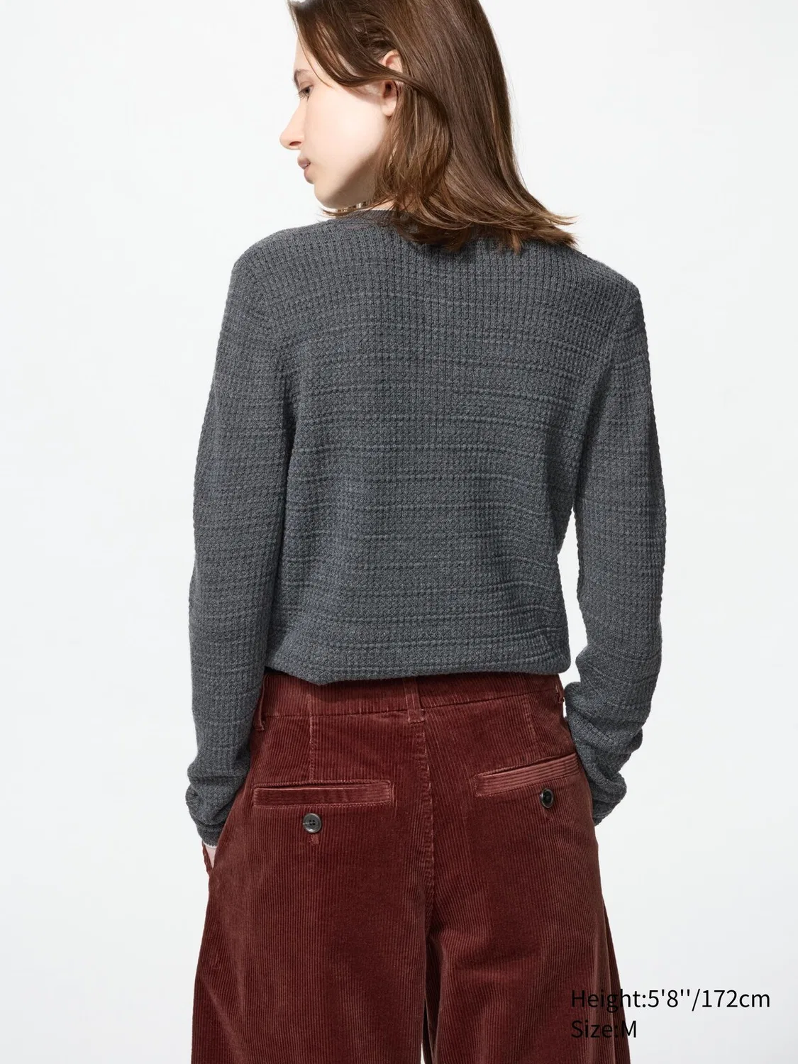 Брюки вельветовые Uniqlo, широкие штанины, темно-серый — фото 2