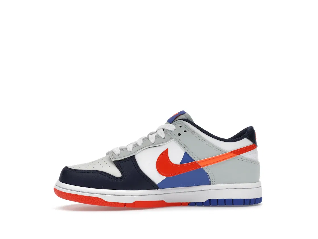Детские кроссовки на шнуровке Nike Dunk Low SE, White/Light Silver/Midnight Navy — фото 3