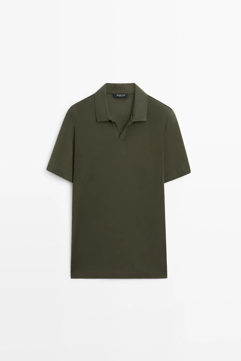 Поло Massimo Dutti Short Sleeve V-neck Shirt, темно-зеленый — фото 2