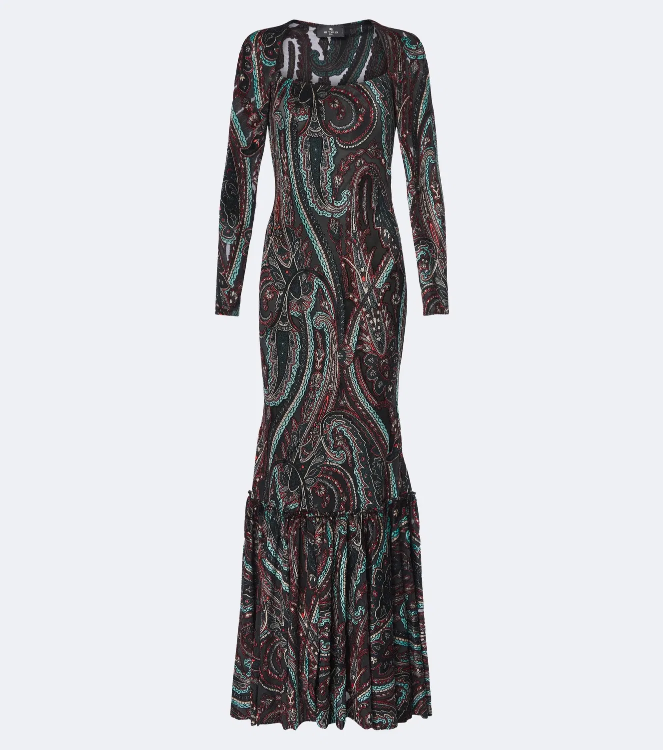 Коктейльное платье с вышивкой пейсли Etro, мультиколор