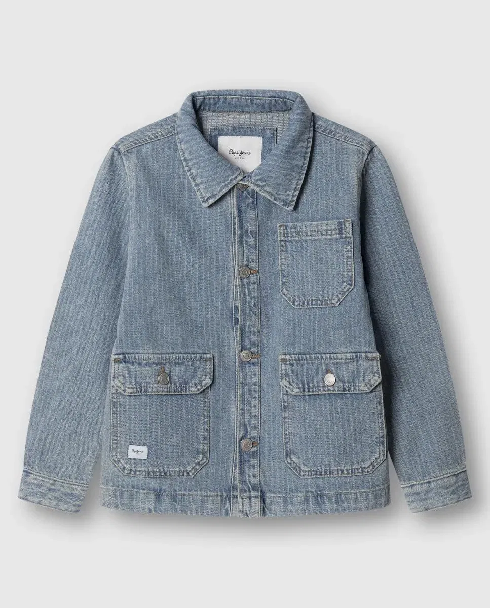 Детская джинсовая куртка в полоску для мальчиков Melbert Pepe Jeans, Azul Claro