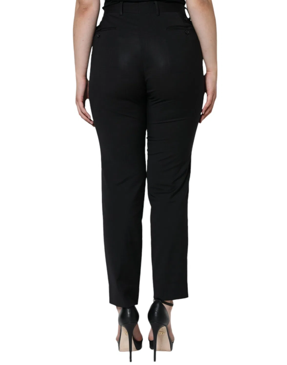 Женские брюки с высокой посадкой зауженного кроя High Waist Pants Dolce & Gabbana, Black — фото 4