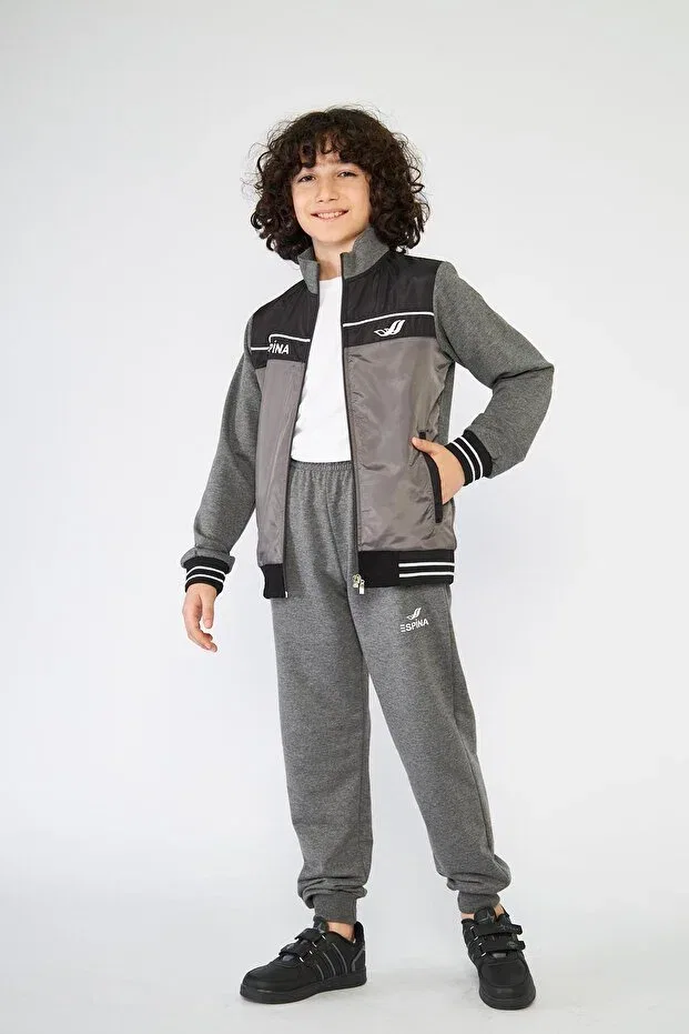 Детский спортивный комплект для девочек с принтом Sportswear Live Sport, Anthracite