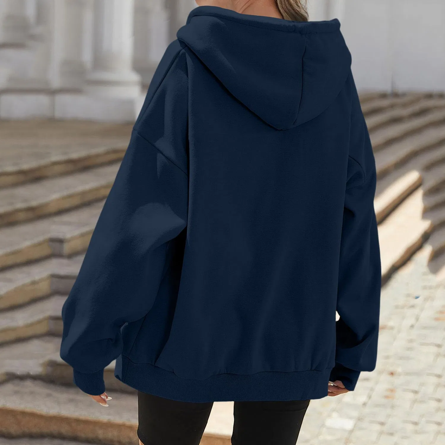 Женский худи с капюшоном и молнией, с принтом, Blu Navy 1 — фото 2