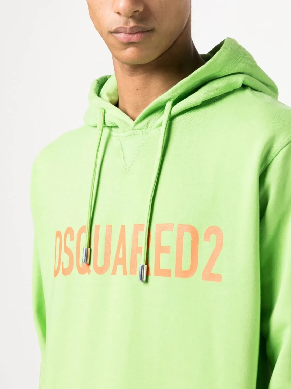 Худи с логотипом из хлопка лаймового цвета DSQUARED2, лаймовый/мандариновый — фото 3