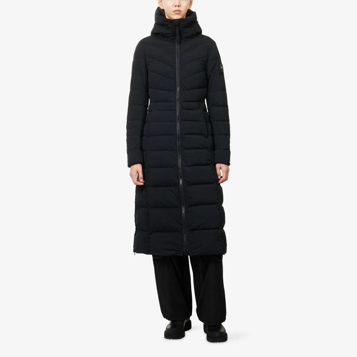 Длинное нейлоновое пуховое пальто Clair Canada Goose, черный — фото 3