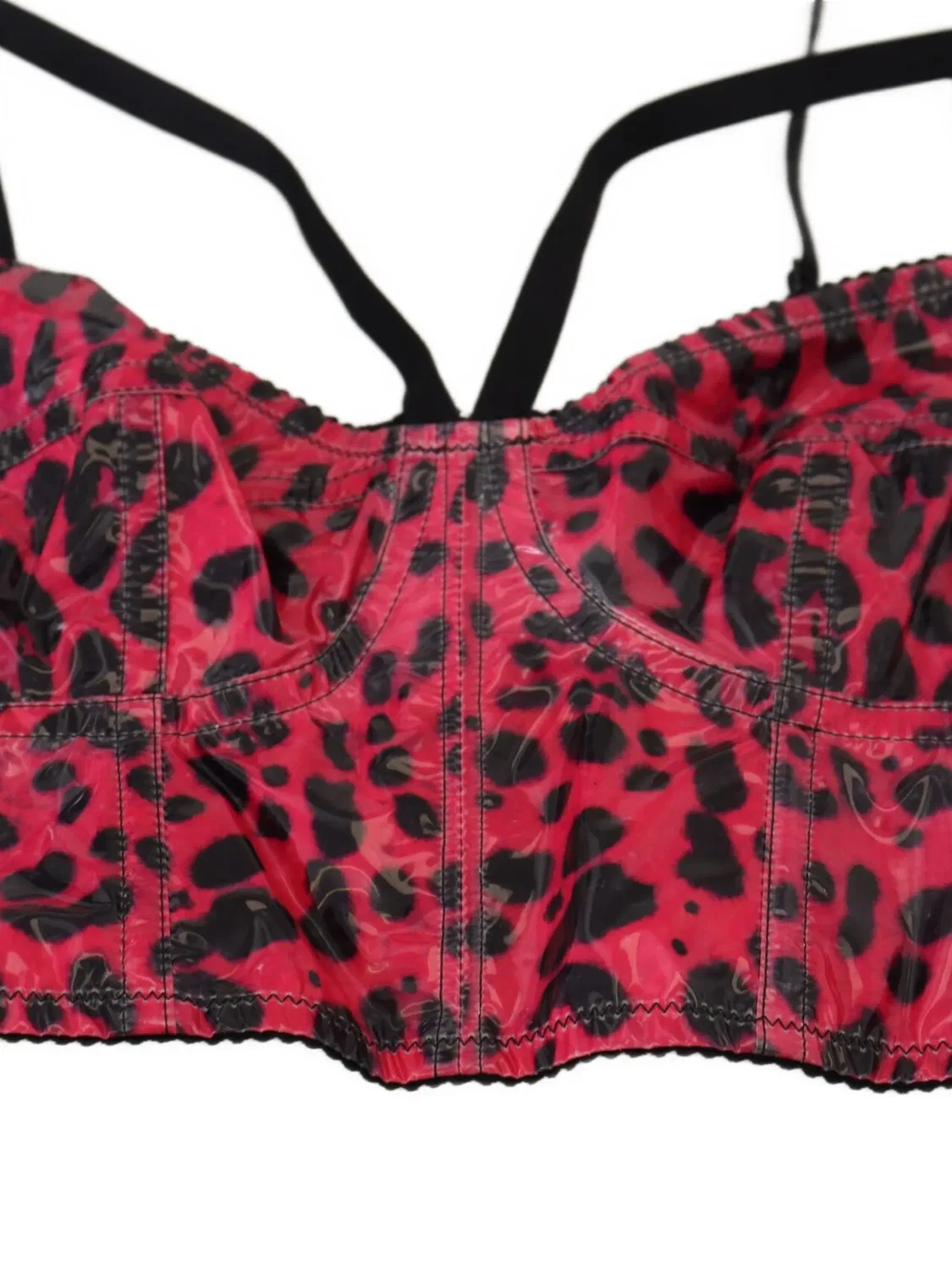 Укороченный топ с леопардовым принтом Dolce & Gabbana, розовый — фото 2