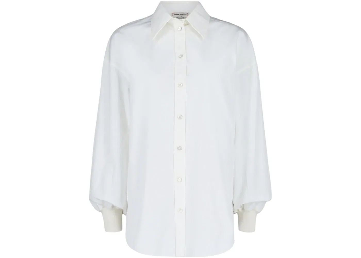 Женская рубашка с рукавом-кокон Alexander McQueen, Optical White