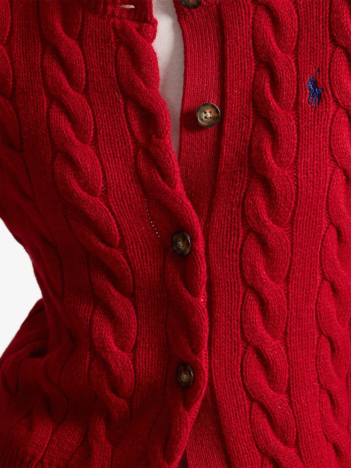 Polo Ralph Lauren Кардиган фактурной вязки красный — фото 4