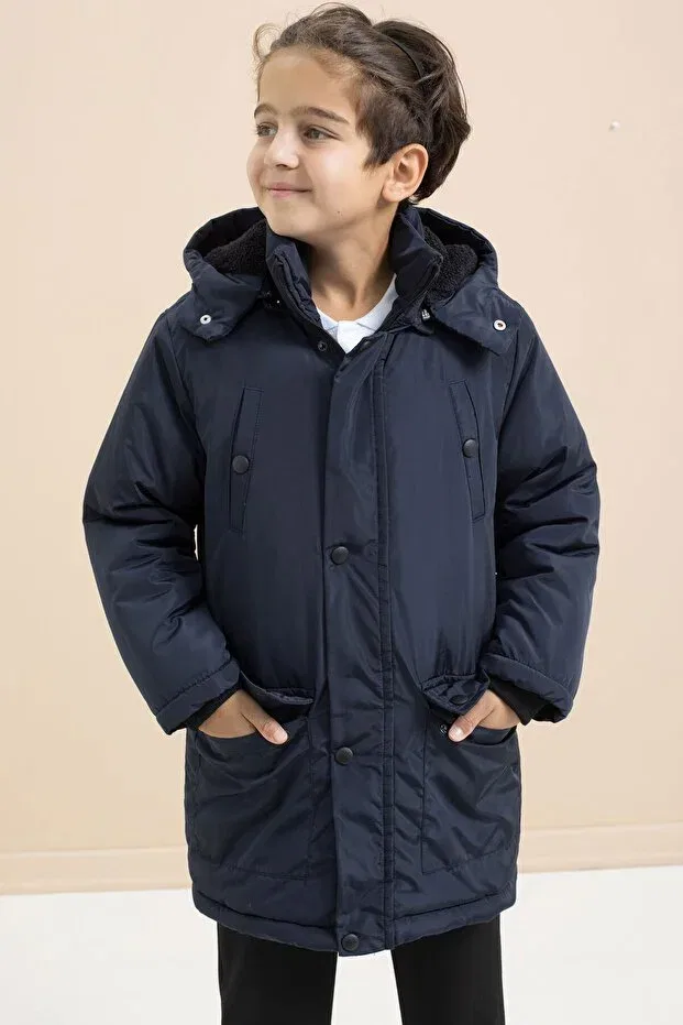 Детское пальто для девочек с принтом Cansın Mini, Navy Blue — фото 4