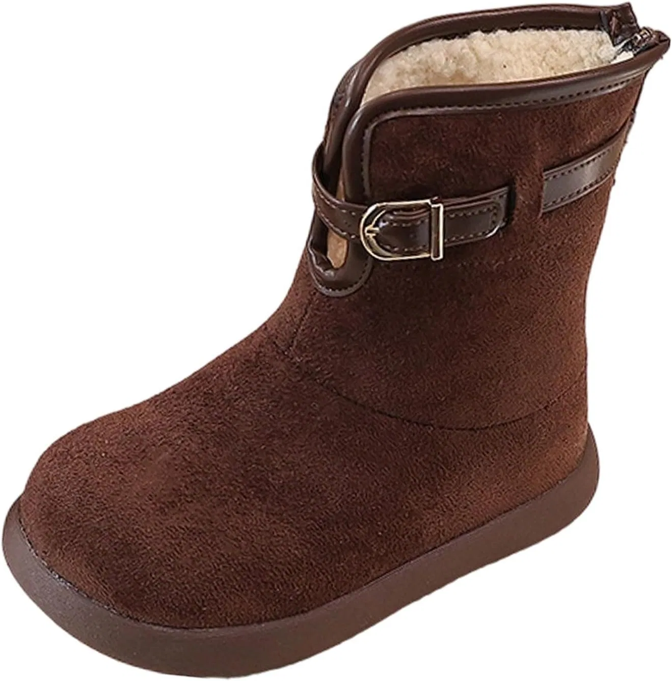 Детские зимние ботинки для девочек из замши с мехом SHOPESSA, Brown