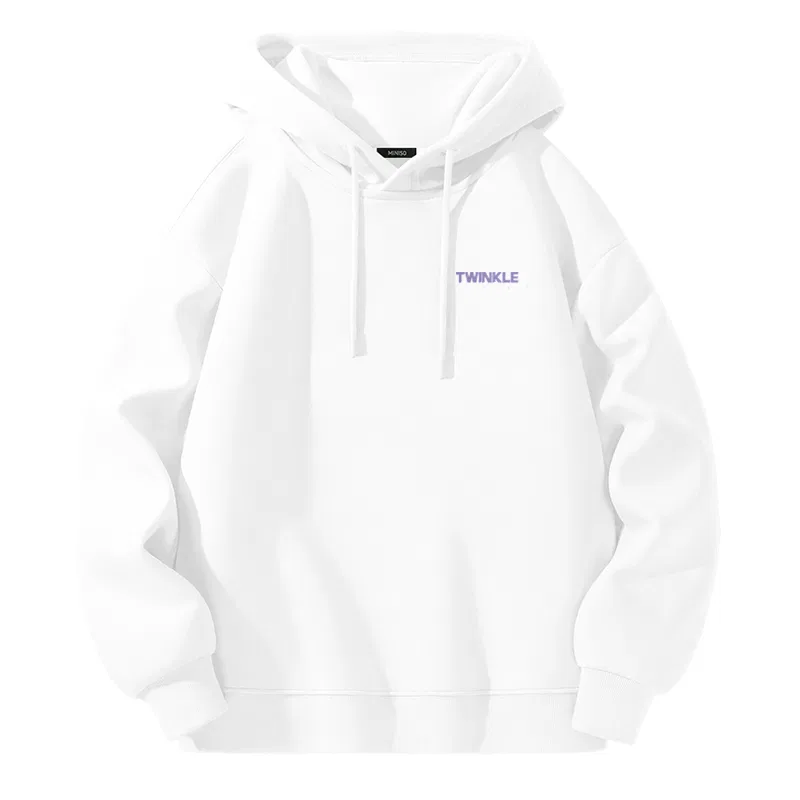 Детский худи с капюшоном средней плотности MINISO, White (With Fresh Purple Chest Logo)