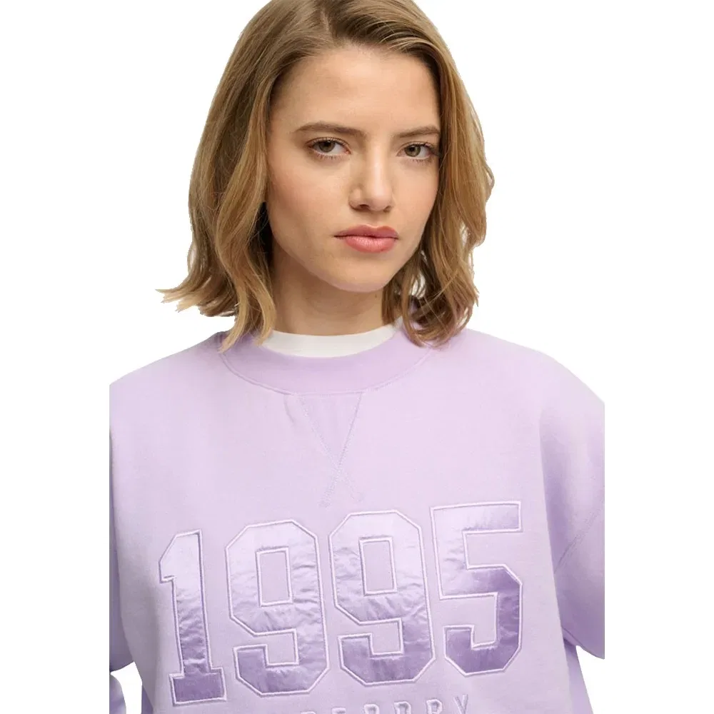 Свитшот Varsity Satin Applique Crew Superdry, фиолетовый — фото 4
