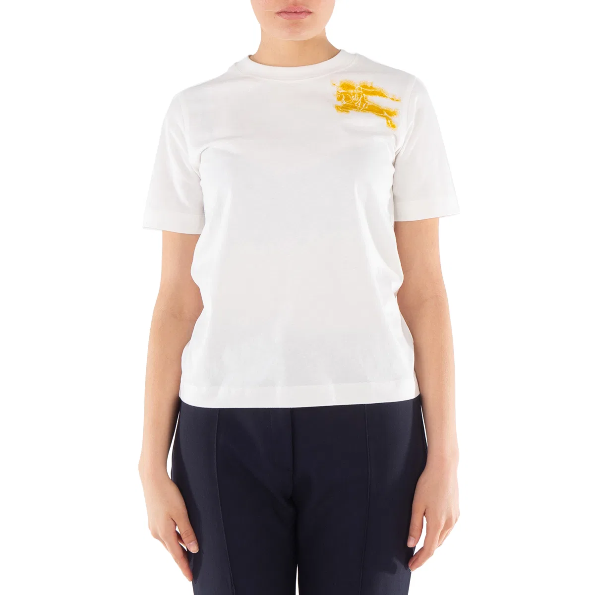 Футболка хлопковая с принтом Logo Printed Crewneck Cotton T-Shirt Burberry, Salt
