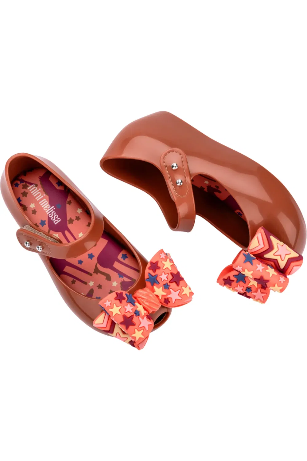 Детские туфли Мэри Джейн с бантами Wonderland Mini Melissa, коричневый/оранжевый — фото 3