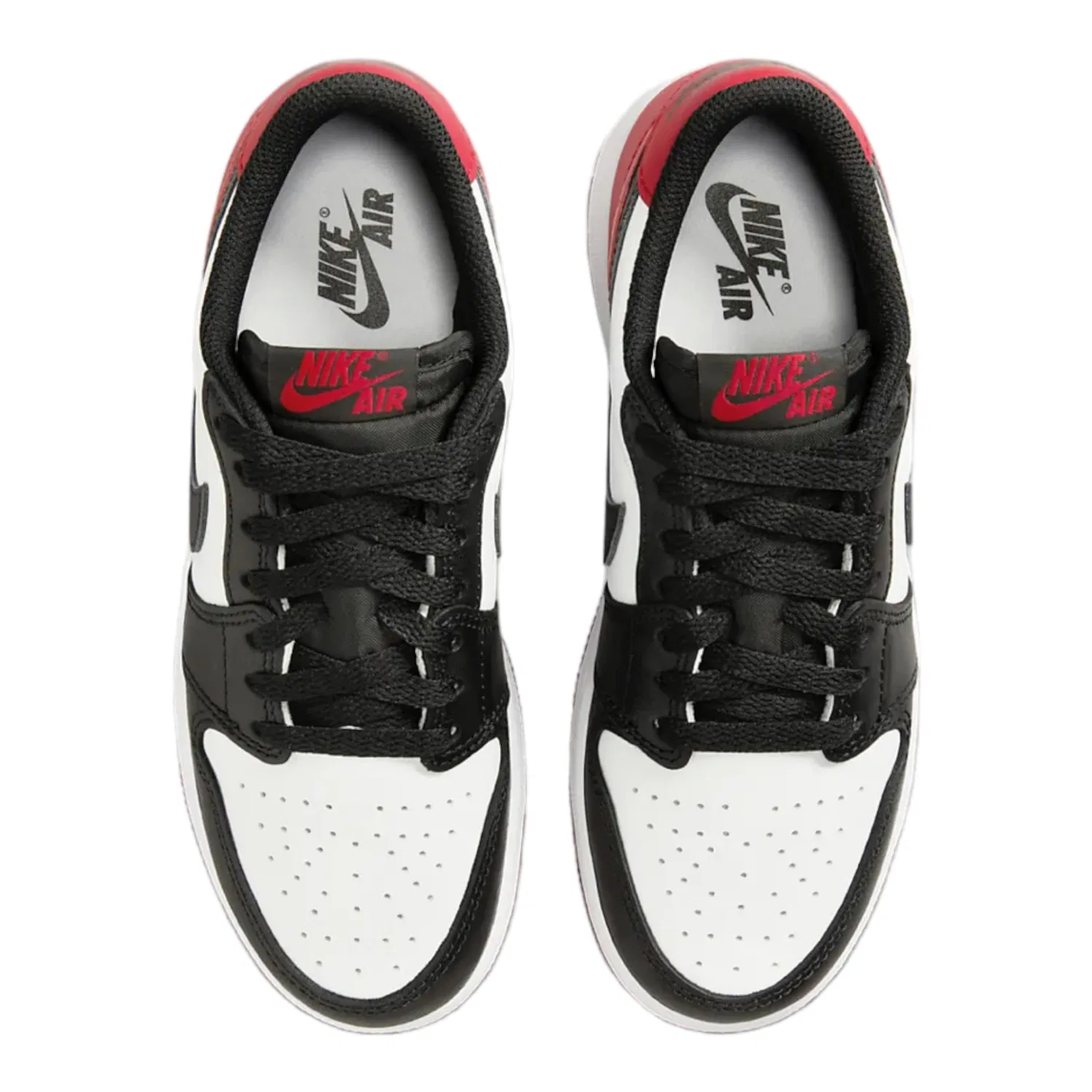 Детские кроссовки для мальчиков с кроссовками Air Jordan 1 Retro Low Og Black Toe Grade School Lifestyle Shoes NIKE, White Black Red Varsity — фото 4
