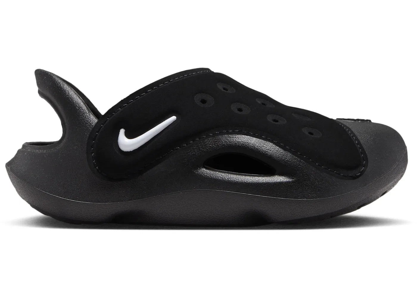 Детские шлепанцы с логотипом Nike Aqua Swoosh Nike, Black/Anthracite/White