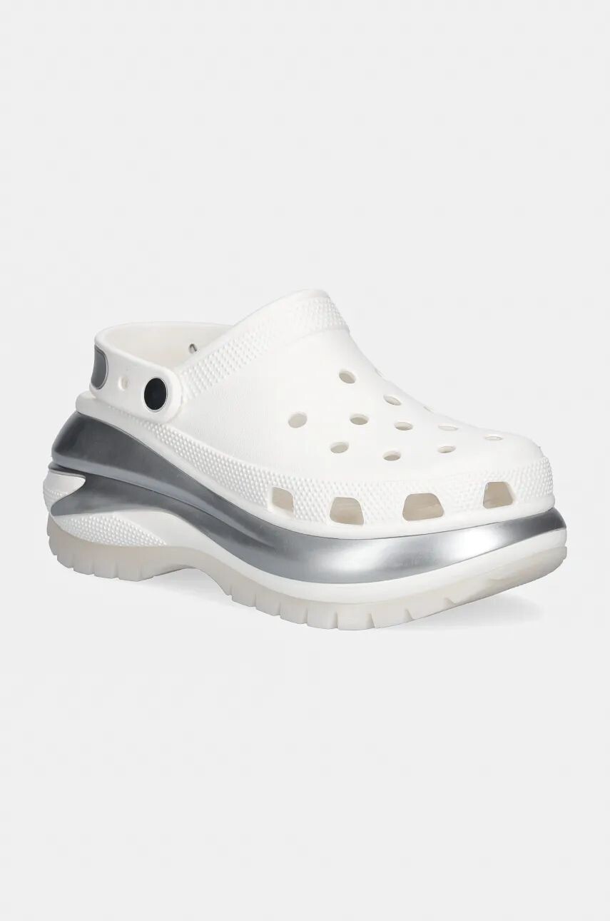 Шлепанцы Crocs Mega Crush Metallic Clog, белый