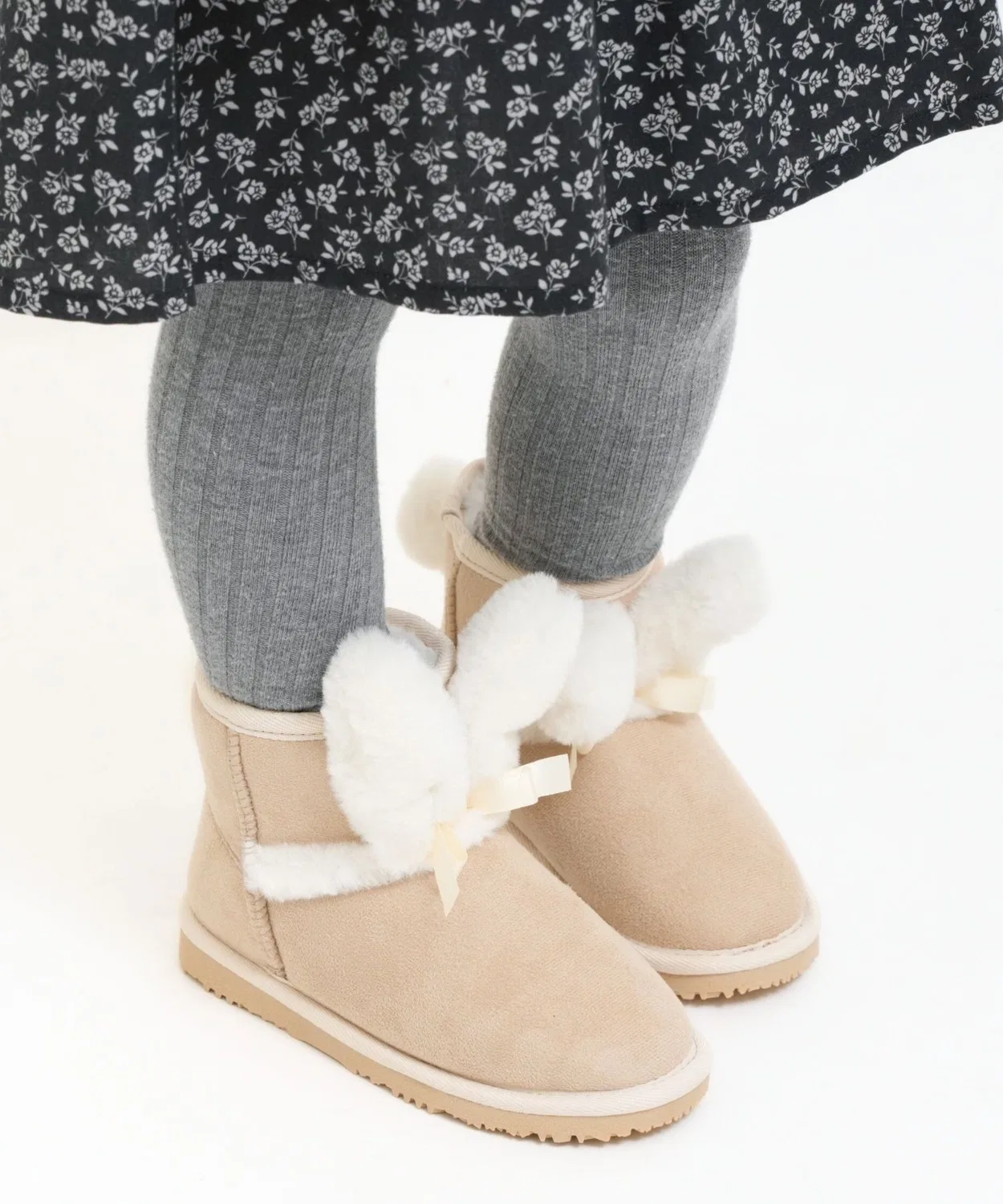 Детские сапоги из искусственного меха с ушками кролика RIO, Beige