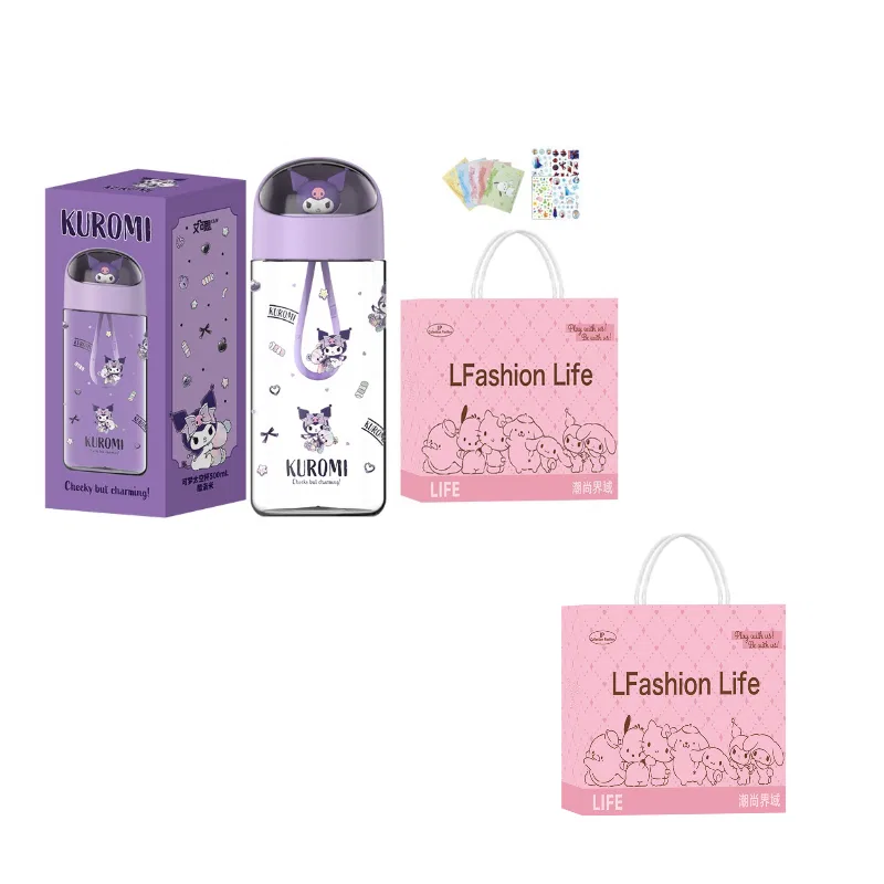Детский пластиковый стакан с принтом Kuromi Sanrio, 500 мл, Tritan, с наклейкой и открыткой, Blue