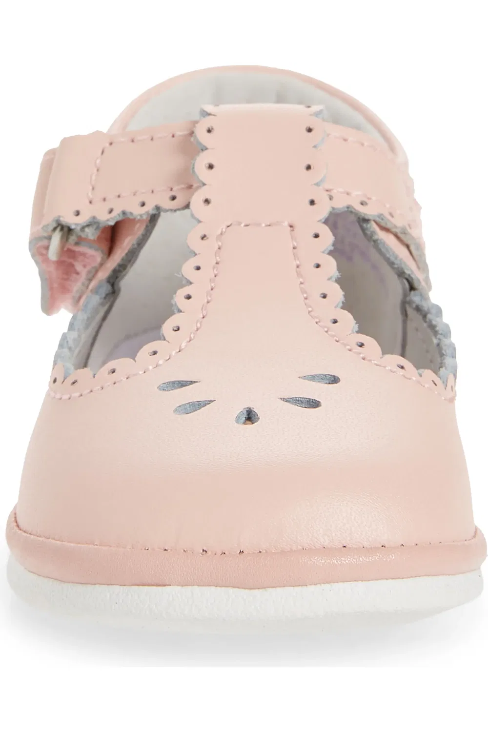 Детские сандалии T-strap кожаные Dottie Scalloped L'AMOUR, розовый — фото 4