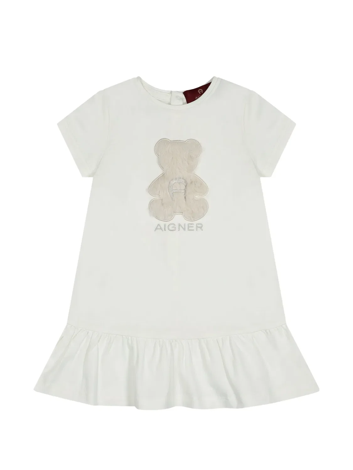 Платье с оборками и нашивкой Aigner Kids, белый