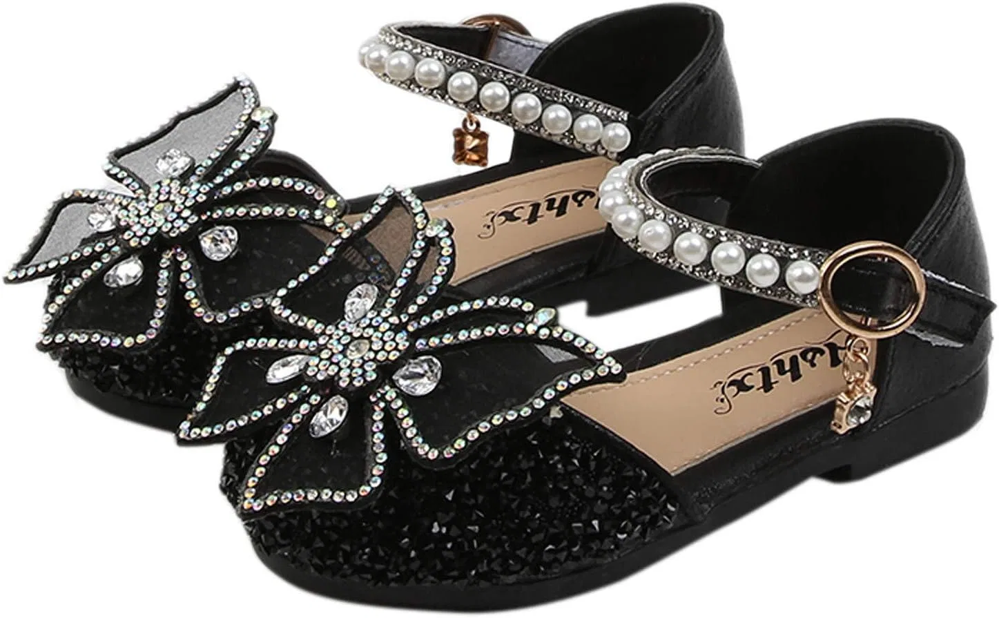 Детские туфли для девочек с принтом Rhinestone Butterfly Shoes 2026, Black — фото 4