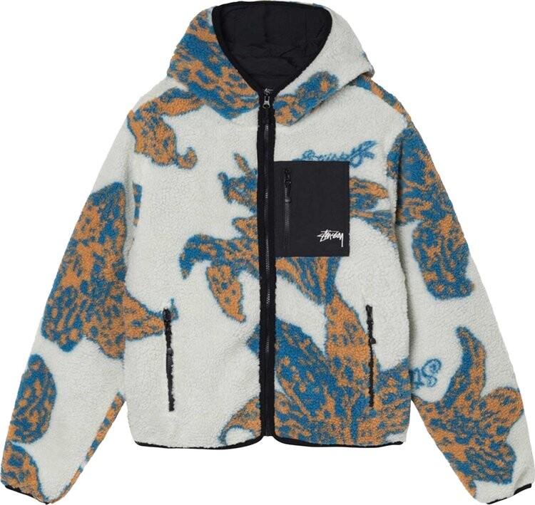 

Куртка Stussy Floral Sherpa Hood Jacket 'Bone', кремовый, Бежевый, Куртка Stussy Floral Sherpa Hood Jacket 'Bone', кремовый