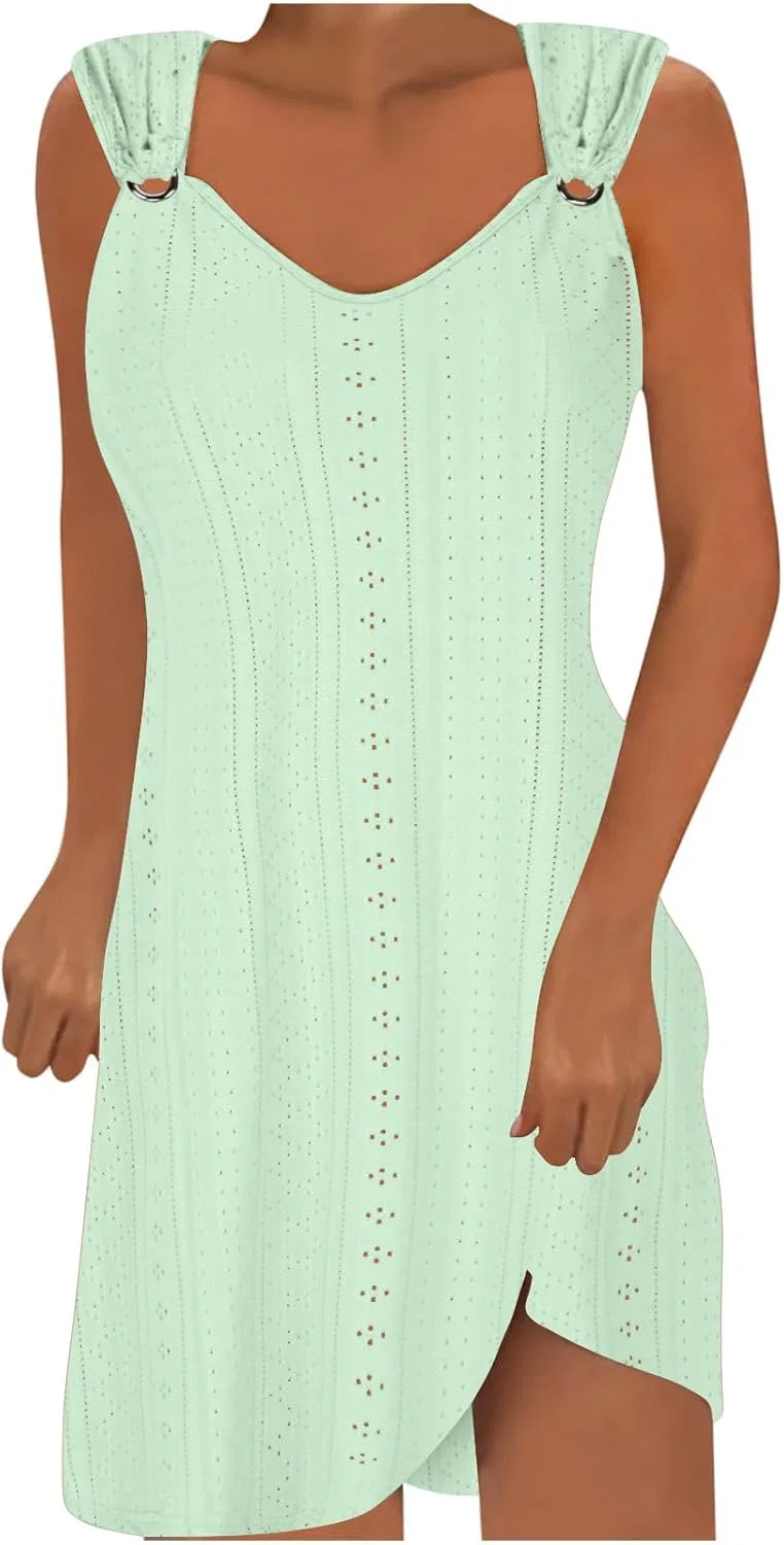 Женское мини-платье с широкими бретелями Sleeveless Mint Green