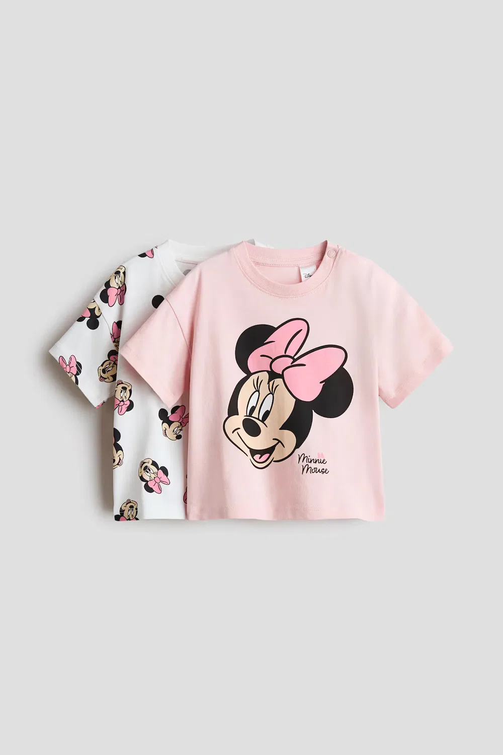 Комплект из 2 хлопковых футболок с принтом H&M, Hellrosa/Minnie Maus