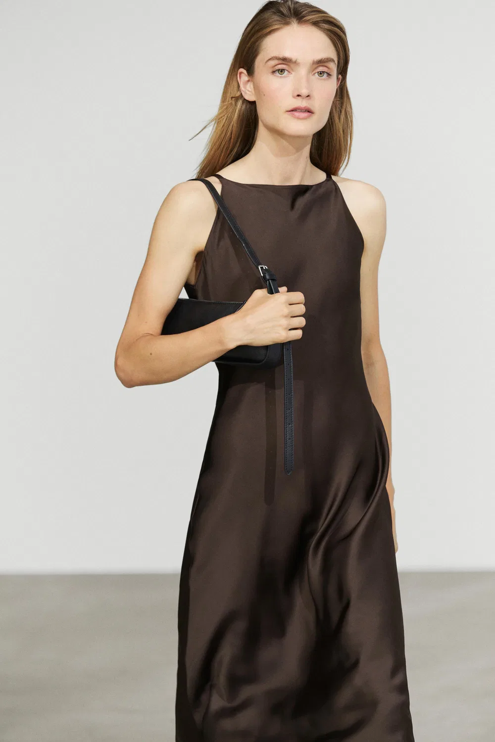 Платье Massimo Dutti, миди, коричневое — фото 2