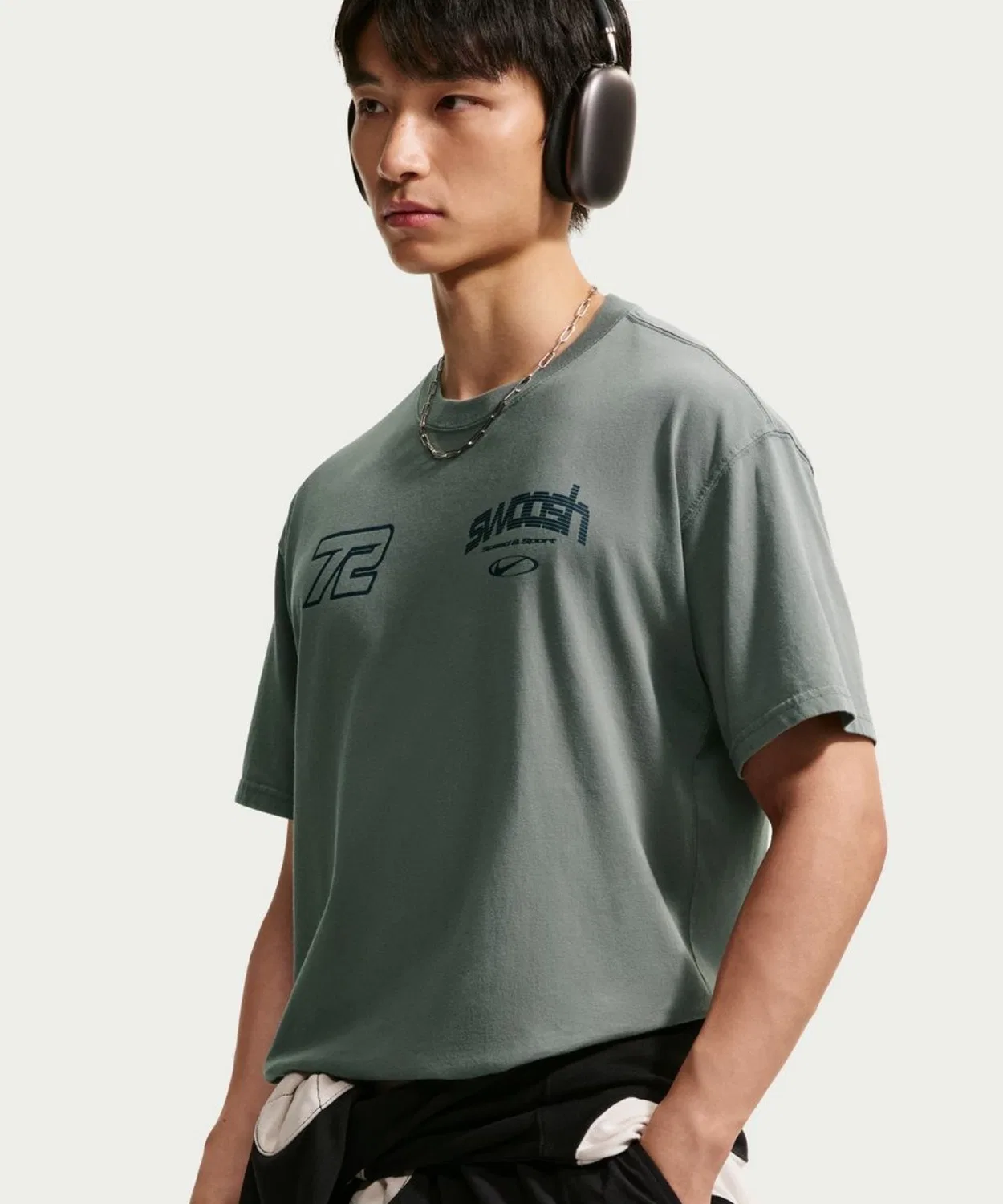 Мужская футболка с коротким рукавом хлопковая с принтом NIKE Speed and Spo, Charcoal Grey