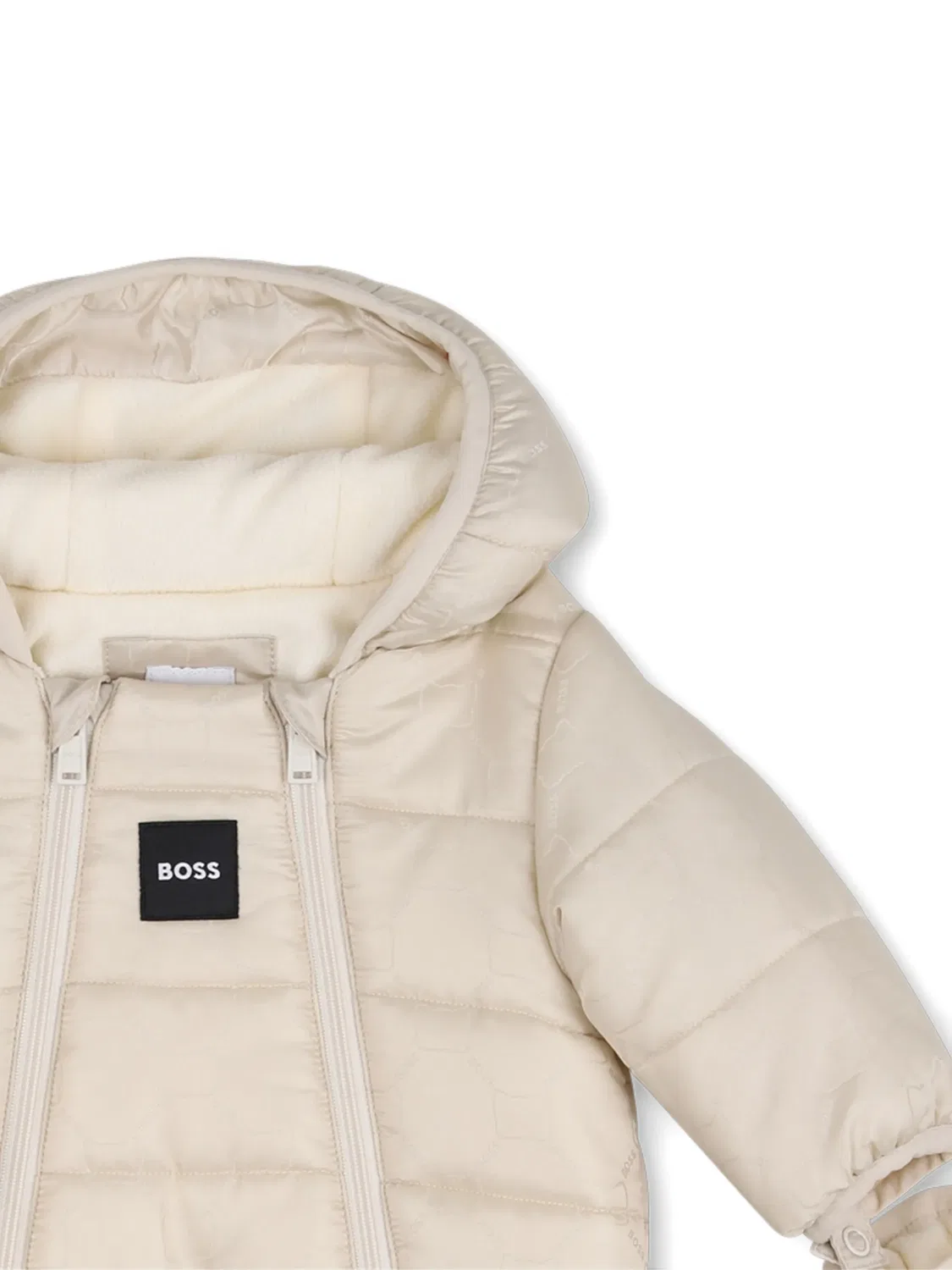 Стеганый комбинезон с логотипом Boss Kidswear, нейтральные цвета — фото 3