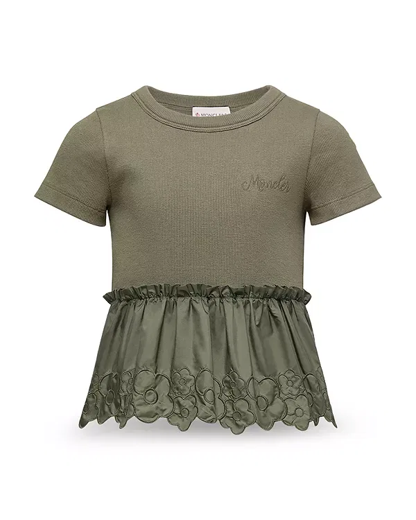 Детская футболка для девочек с коротким рукавом Moncler, Olive