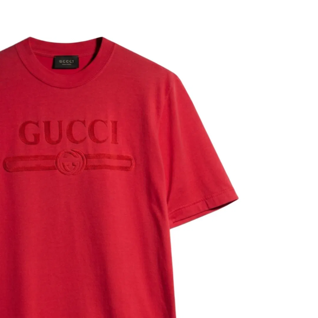 Мужская футболка с круглым вырезом Red GUCCI — фото 3