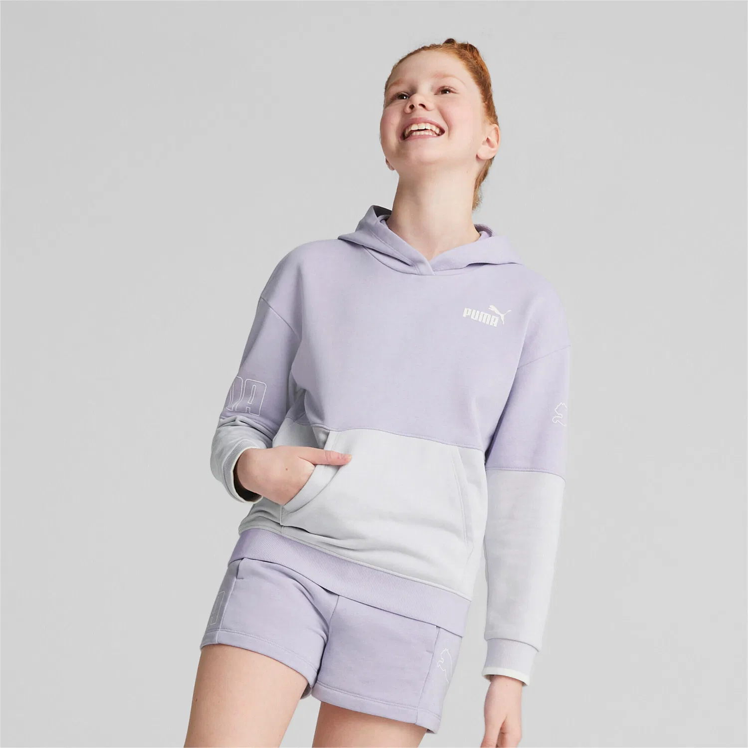 Детское худи Puma Power Colorblock Hoodie TR G, Королевский Пурпурный — фото 3
