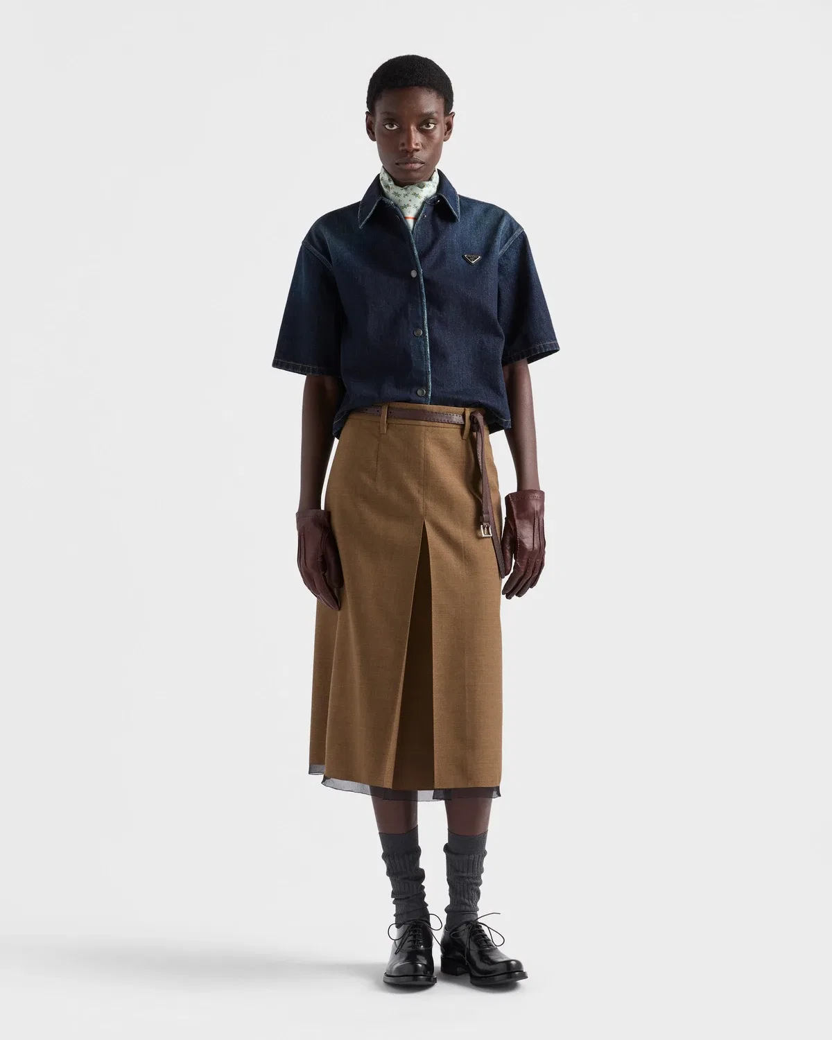 Джинсовая рубашка с короткими рукавами Prada, синий — фото 2